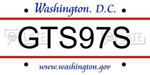 GTS97S District Of Columbia License Plate