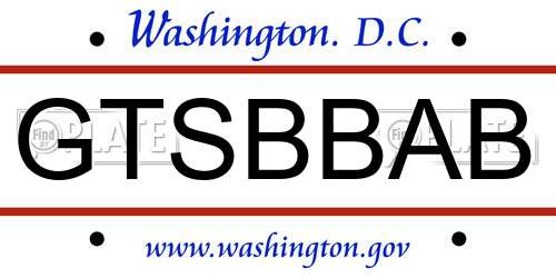 GTSBBAB District Of Columbia License Plate