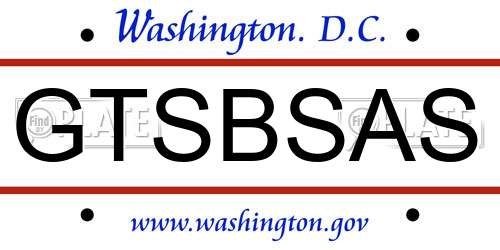 GTSBSAS District Of Columbia License Plate