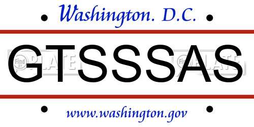 GTSSSAS District Of Columbia License Plate