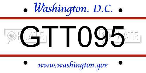 GTT095 District Of Columbia License Plate