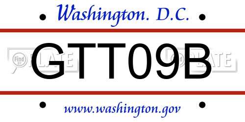 GTT09B District Of Columbia License Plate