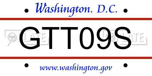 GTT09S District Of Columbia License Plate