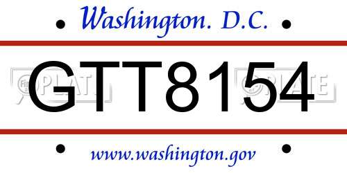 GTT8154 District Of Columbia License Plate