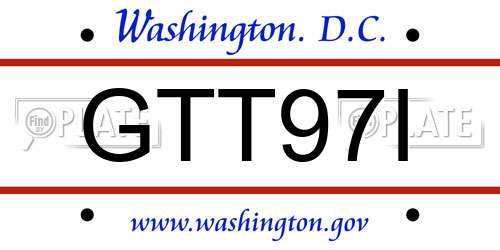 GTT97I District Of Columbia License Plate