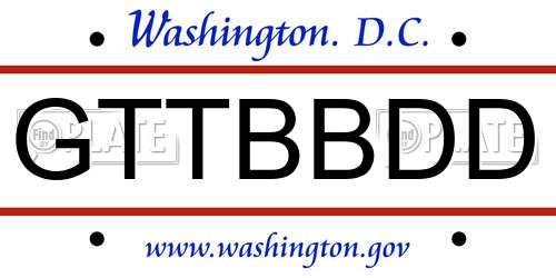 GTTBBDD District Of Columbia License Plate