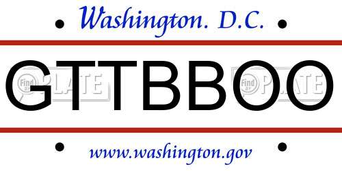 GTTBBOO District Of Columbia License Plate