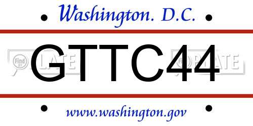 GTTC44 District Of Columbia License Plate