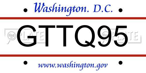 GTTQ95 District Of Columbia License Plate
