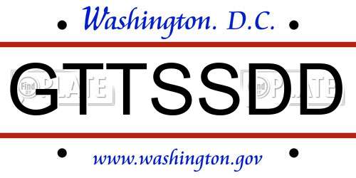 GTTSSDD District Of Columbia License Plate