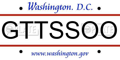 GTTSSOO District Of Columbia License Plate