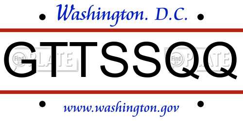 GTTSSQQ District Of Columbia License Plate