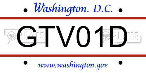 GTV01D District Of Columbia License Plate