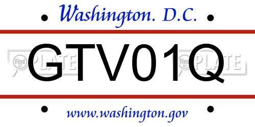 GTV01Q District Of Columbia License Plate
