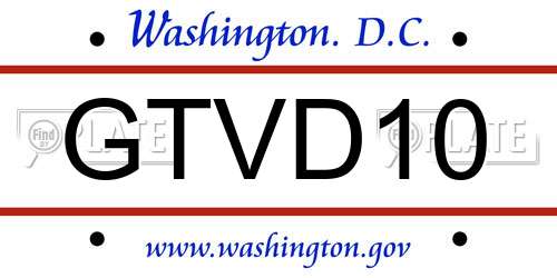 GTVD10 District Of Columbia License Plate