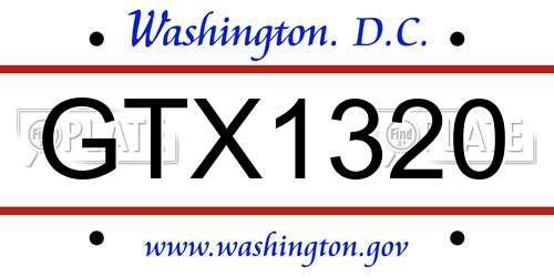 GTX1320 District Of Columbia License Plate