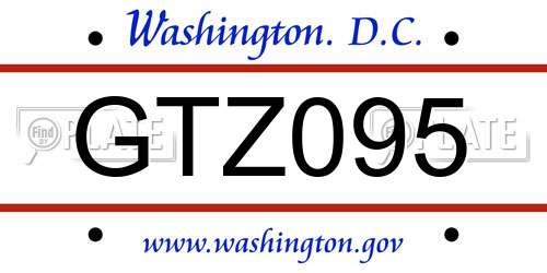 GTZ095 District Of Columbia License Plate