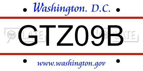 GTZ09B District Of Columbia License Plate