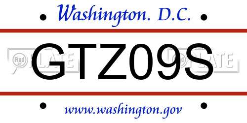 GTZ09S District Of Columbia License Plate