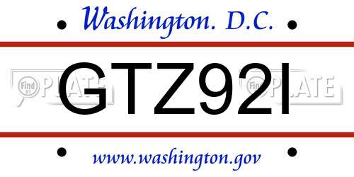 GTZ92I District Of Columbia License Plate
