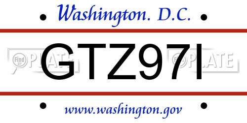 GTZ97I District Of Columbia License Plate