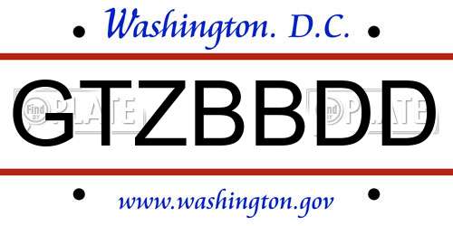 GTZBBDD District Of Columbia License Plate