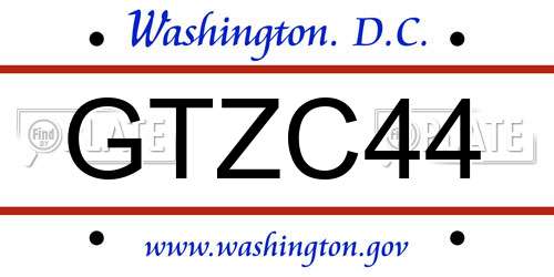 GTZC44 District Of Columbia License Plate