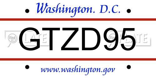 GTZD95 District Of Columbia License Plate