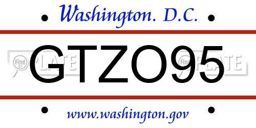 GTZO95 District Of Columbia License Plate