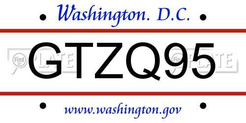 GTZQ95 District Of Columbia License Plate