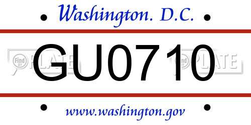 GU0710 District Of Columbia License Plate