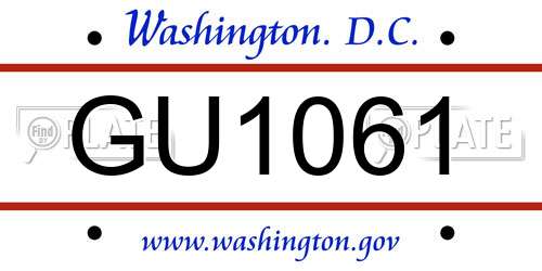 GU1061 District Of Columbia License Plate