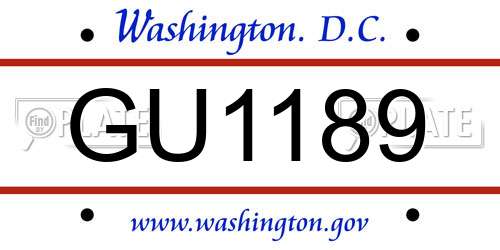 GU1189 District Of Columbia License Plate