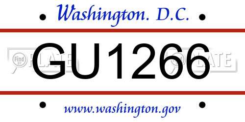 GU1266 District Of Columbia License Plate