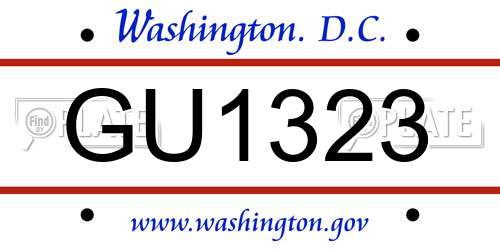 GU1323 District Of Columbia License Plate