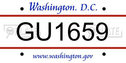 GU1659 District Of Columbia License Plate