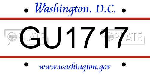 GU1717 District Of Columbia License Plate