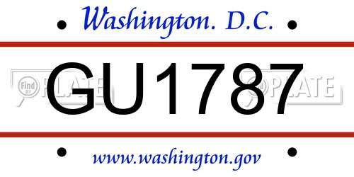 GU1787 District Of Columbia License Plate