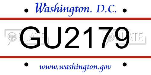 GU2179 District Of Columbia License Plate