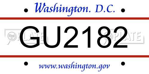 GU2182 District Of Columbia License Plate