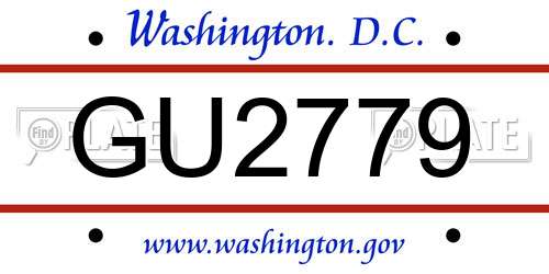 GU2779 District Of Columbia License Plate