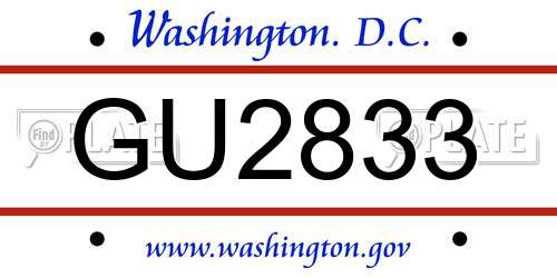 GU2833 District Of Columbia License Plate