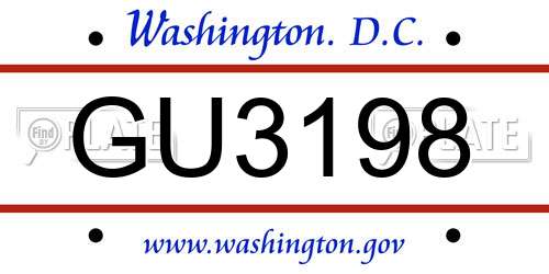 GU3198 District Of Columbia License Plate