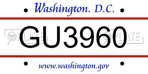 GU3960 District Of Columbia License Plate