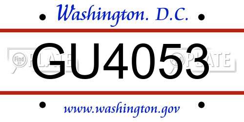 GU4053 District Of Columbia License Plate