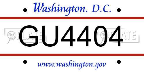 GU4404 District Of Columbia License Plate