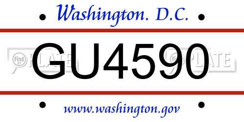 GU4590 District Of Columbia License Plate