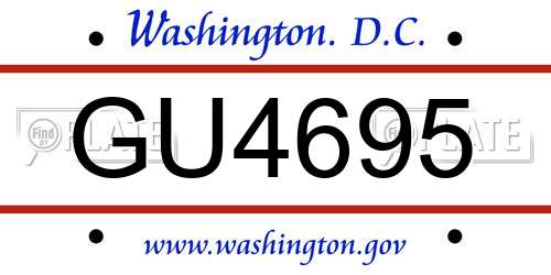 GU4695 District Of Columbia License Plate