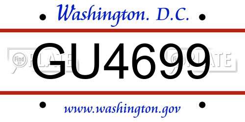 GU4699 District Of Columbia License Plate