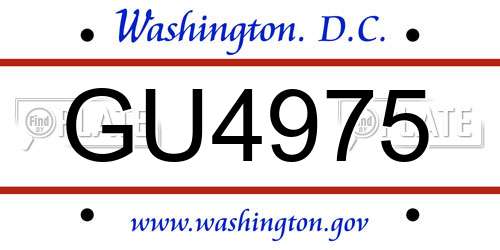 GU4975 District Of Columbia License Plate
